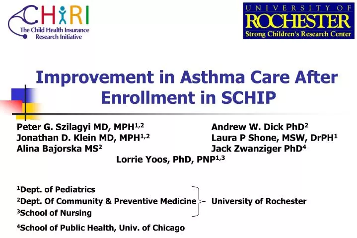 improvement in asthma care after enrollment in schip
