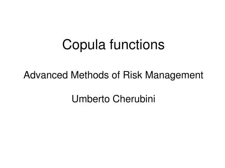 copula functions advanced methods of risk management umberto cherubini