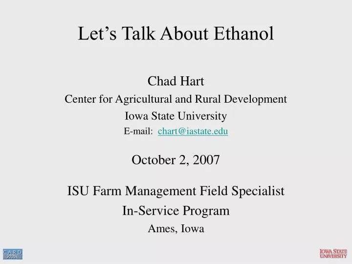 let s talk about ethanol