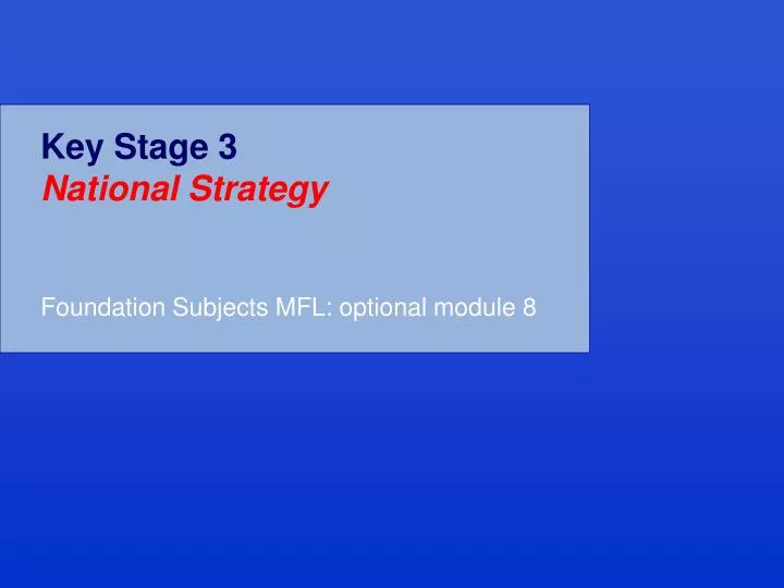 key stage 3 national strategy