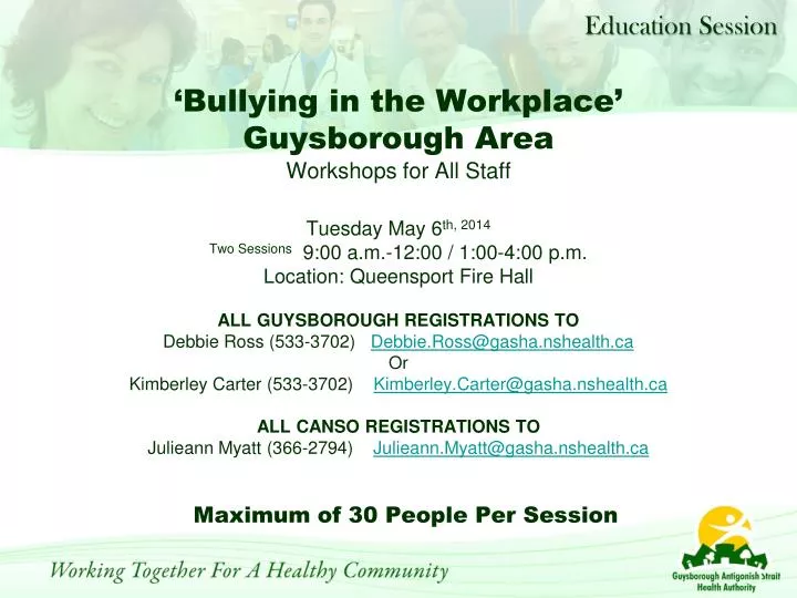 bullying in the workplace guysborough area workshops for all staff