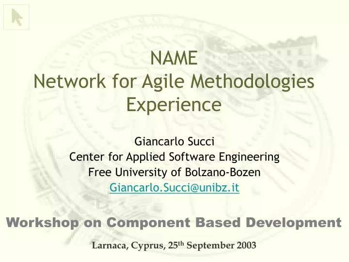 name network for agile methodologies experience