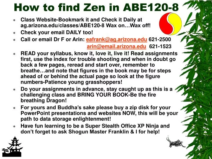how to find zen in abe120 8