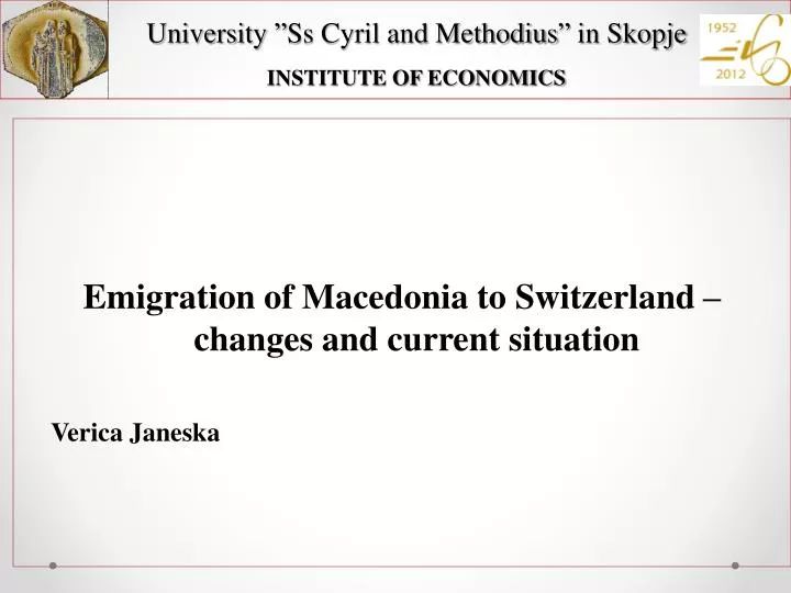 university ss cyril and methodius in skopje institute of economics