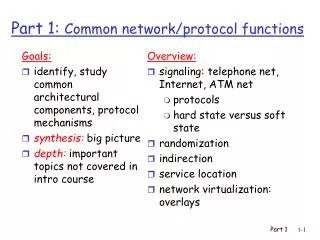 Part 1: Common network/protocol functions