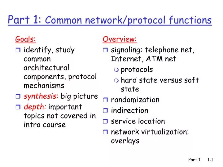 part 1 common network protocol functions
