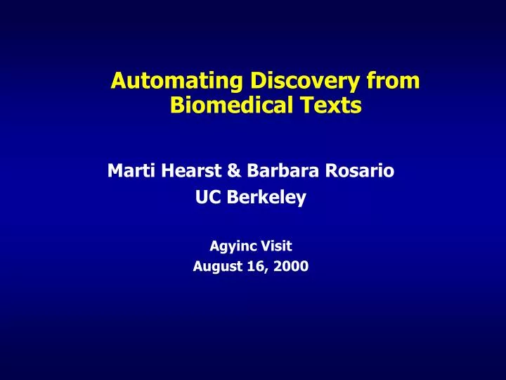 automating discovery from biomedical texts