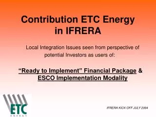 Contribution ETC Energy in IFRERA