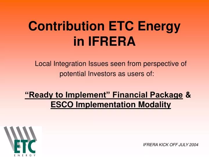 contribution etc energy in ifrera