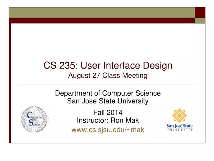 cs 235 user interface design august 27 class meeting
