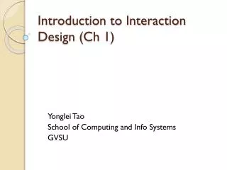 Introduction to Interaction Design (Ch 1)