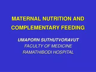 maternal nutrition and complementary feeding