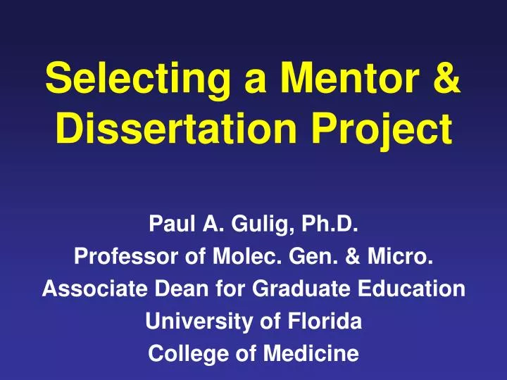 selecting a mentor dissertation project
