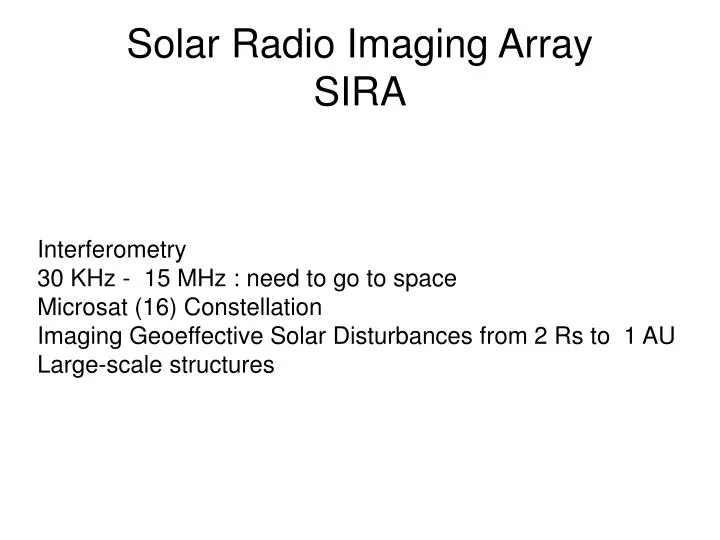 solar radio imaging array sira