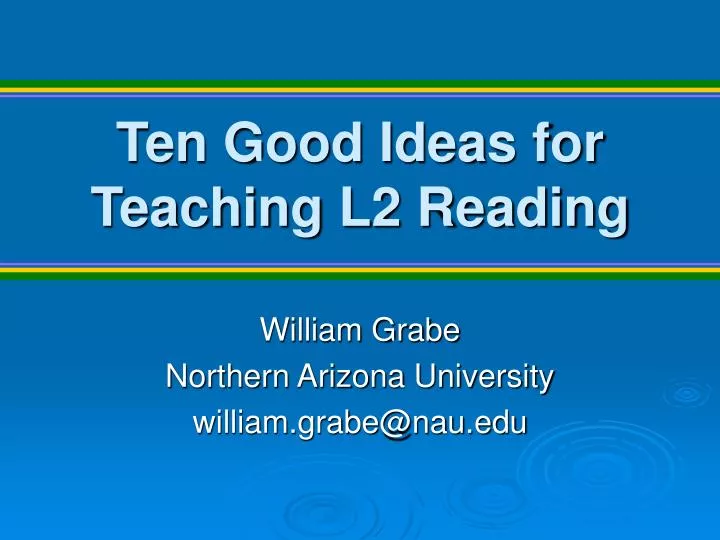 ten good ideas for teaching l2 reading
