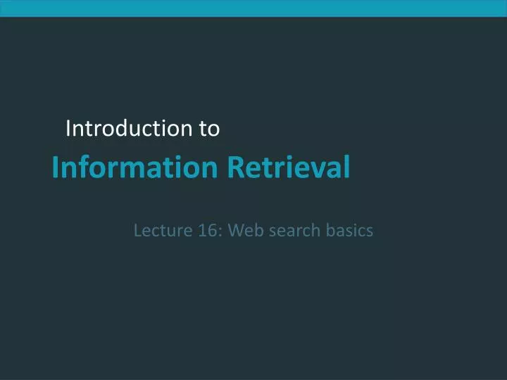 lecture 16 web search basics