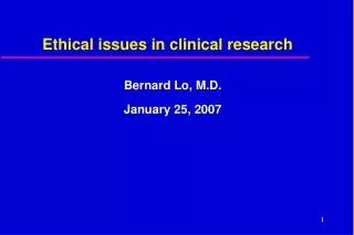 Ethical issues in clinical research