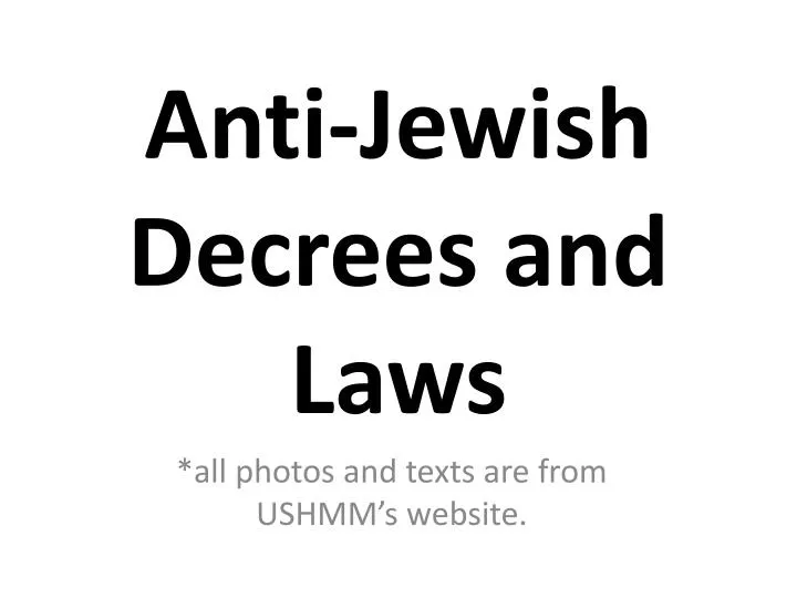 anti jewish decrees and laws