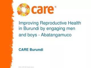 Improving Reproductive Health in Burundi by engaging men and boys - Abatangamuco