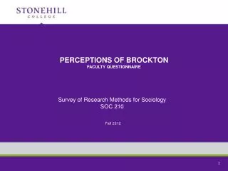 PERCEPTIONS OF BROCKTON FACULTY QUESTIONNAIRE