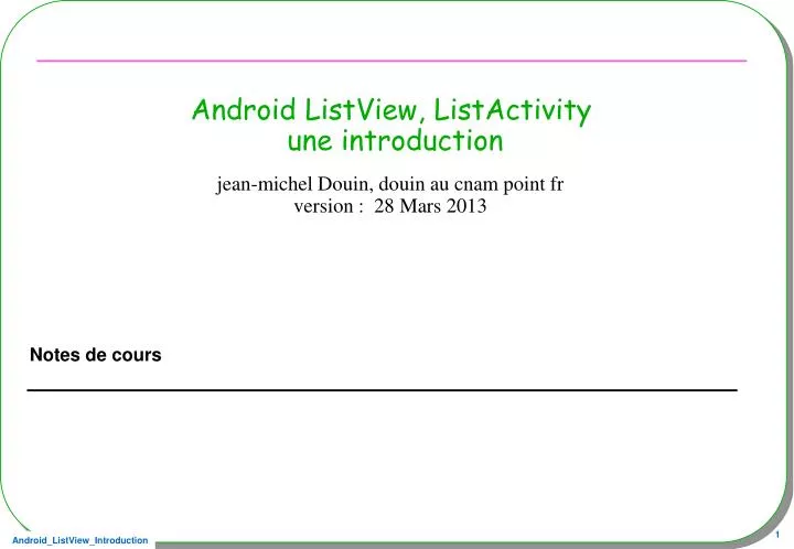 android listview listactivity une introduction
