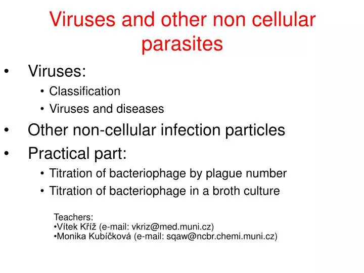 viruses and other non cellular parasites