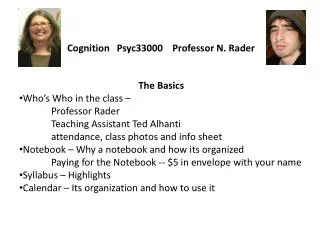 Cognition Psyc33000 Professor N. Rader