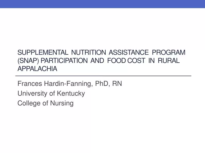 supplemental nutrition assistance program snap participation and food cost in rural appalachia