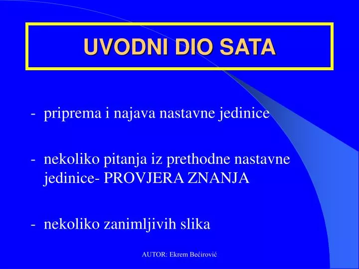 uvodni dio sata