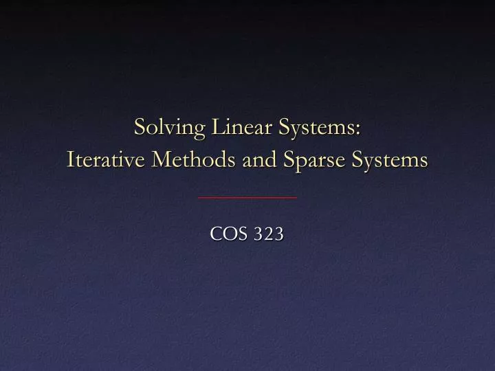 solving linear systems iterative methods and sparse systems