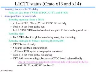 L1CTT status (Crate x13 and x14)