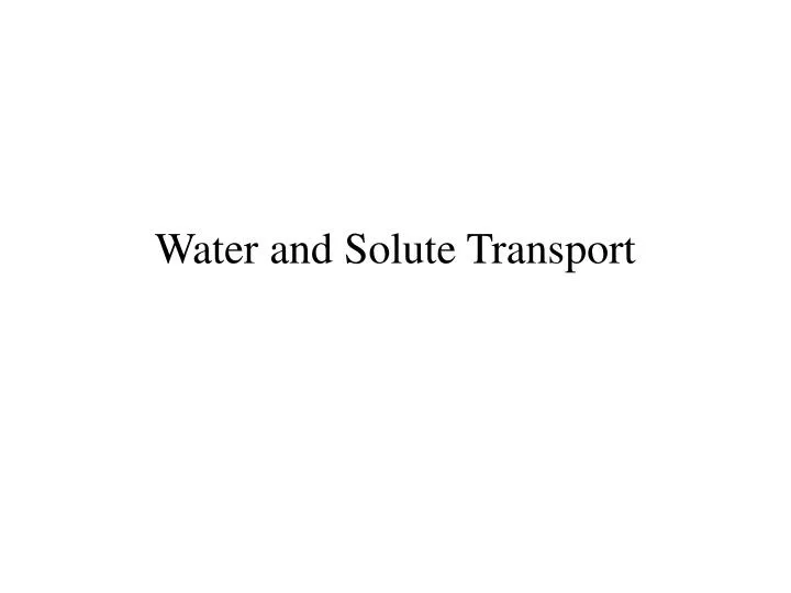 water and solute transport