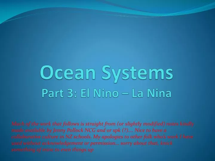 ocean systems part 3 el nino la nina