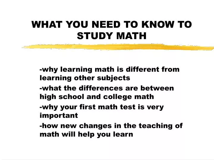 what you need to know to study math