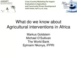 What do we know about Agricultural interventions in Africa