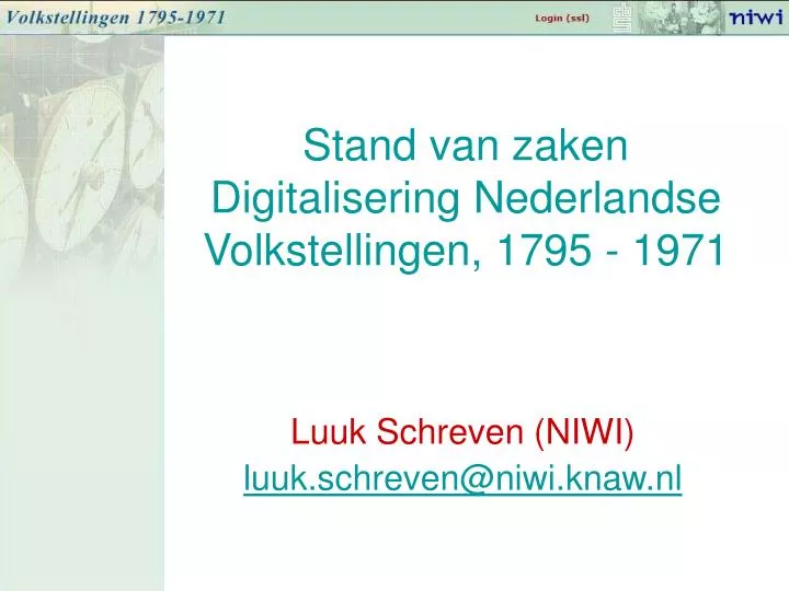 stand van zaken digitalisering nederlandse volkstellingen 1795 1971