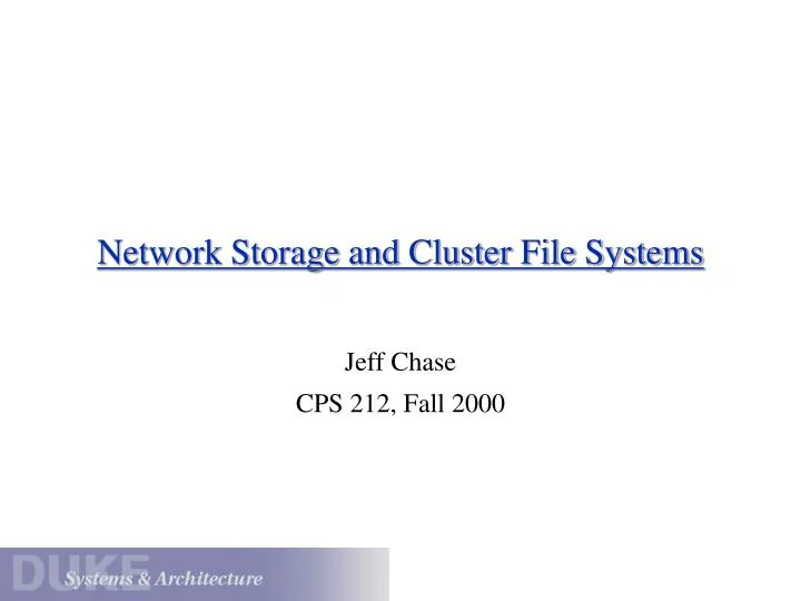 network storage and cluster file systems