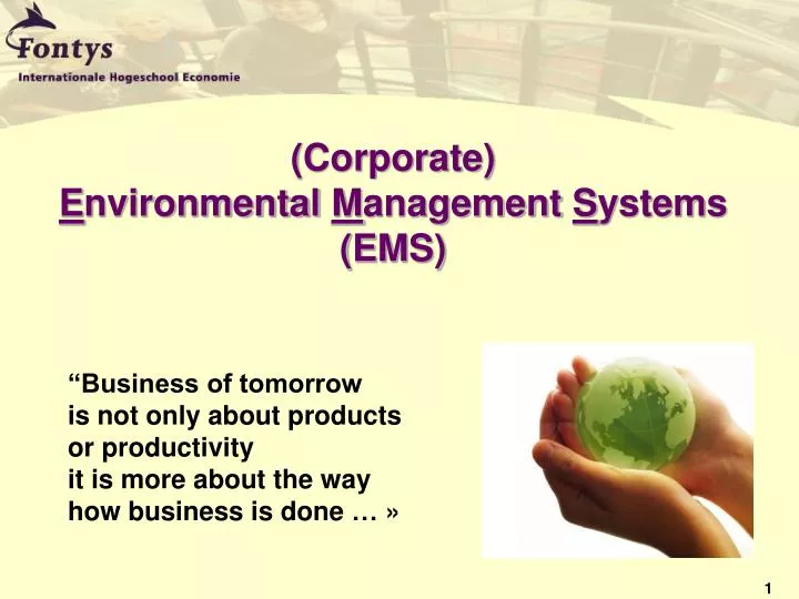 corporate e nvironmental m anagement s ystems ems