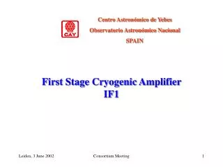First Stage Cryogenic Amplifier IF1