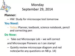 Monday September 29, 2014
