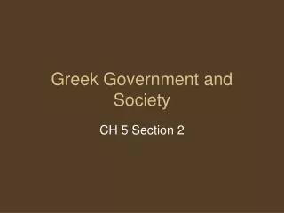 Greek Government and Society