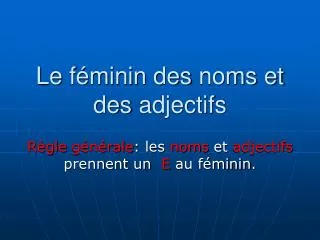 le f minin des noms et des adjectifs