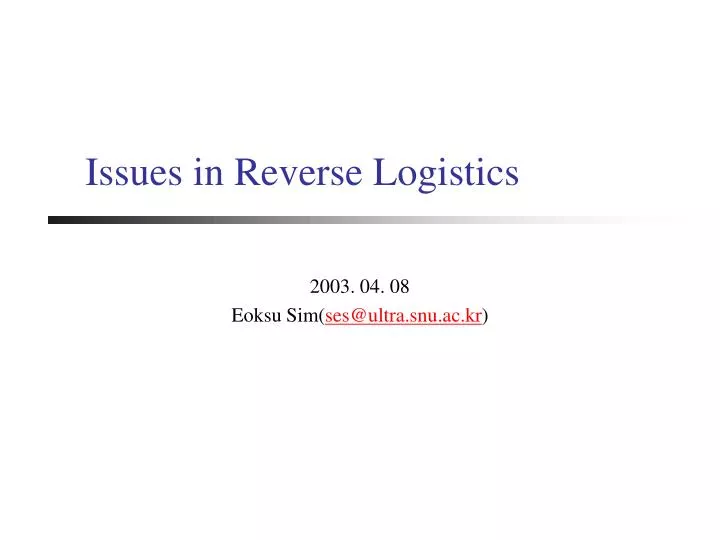 issues in reverse logistics