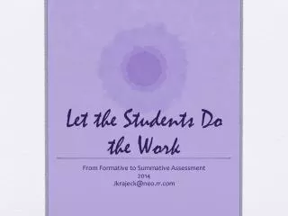 Let the Students Do the Work
