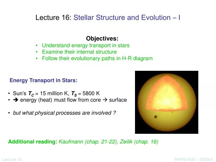 lecture 16 stellar structure and evolution i