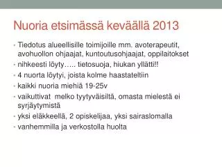 nuoria etsim ss kev ll 2013