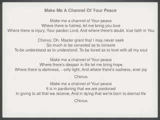 Make Me A Channel Of Your Peace