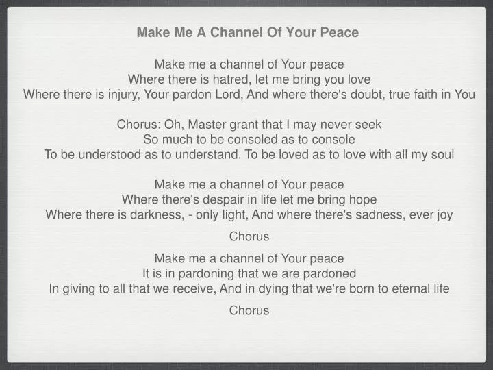 make me a channel of your peace