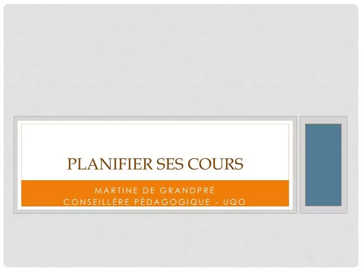 planifier ses cours