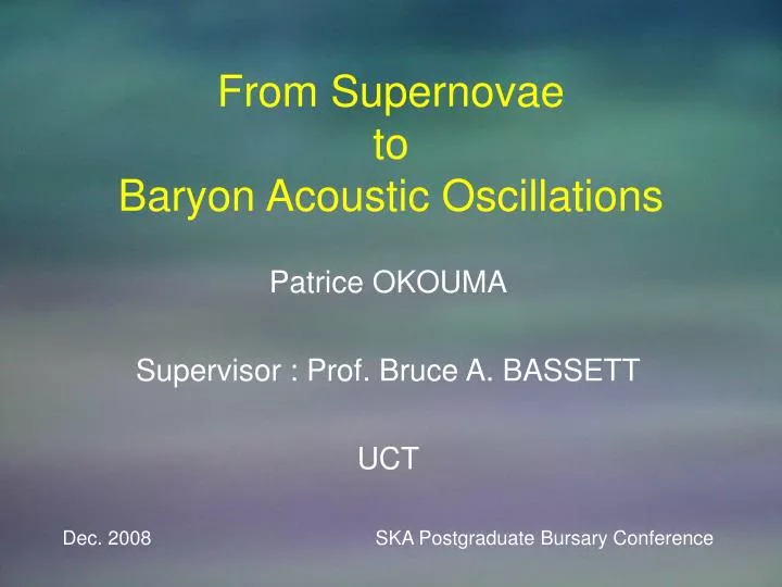 from supernovae to baryon acoustic oscillations